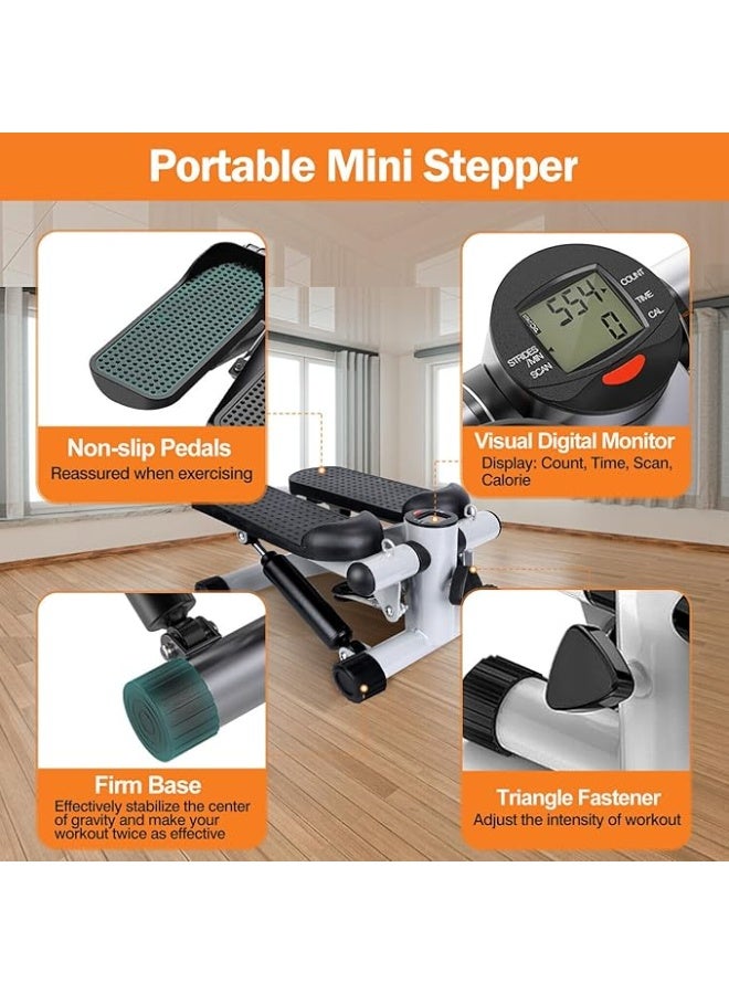 Portable 2-in-1 Mini Stepper Machine with Adjustable Resistance Bands, LCD Monitor,Legs, Thighs, Waist,Tone Your Buttocks, Cardio Exercise and 2 Bungee Cords for Home/Gym Workouts for All. - Image 3