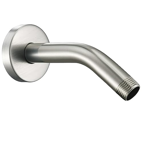 Nuodan Shower Arm with Flange, 6 Inches Wall Mount Replacement Shower Head Arm For Fixed Shower Head and Handheld Showerhead, Brushed Nickel - Image 1