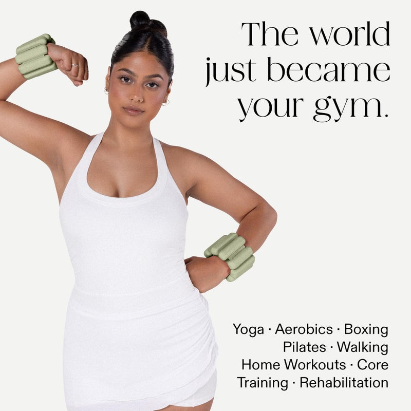 Bala Bangles Wrist & Ankle Weights for Women & Men - 2 lb Adjustable Weighted Bands - Soft Silicone Arm & Leg Weights for Pilates, Yoga, Walking, Barre, Home Workout & Strength Training Exercise - Image 3