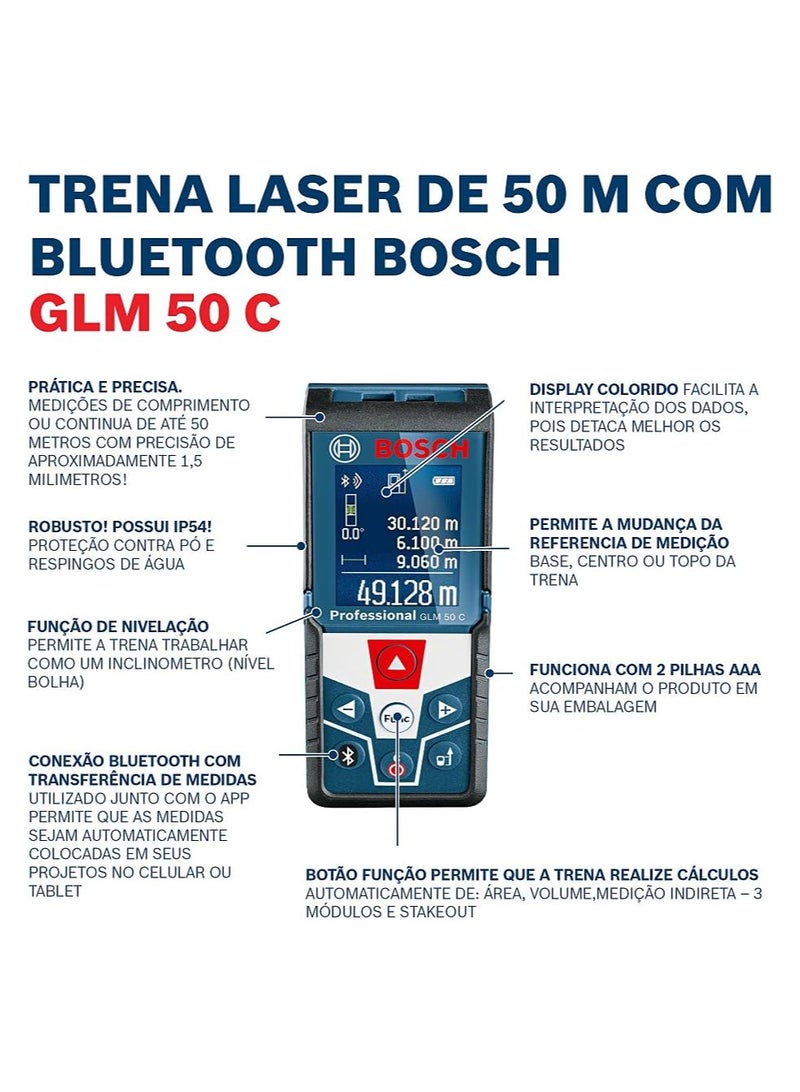 مقياس ليزر من بوش 50 متر موديل BOSCH GLM 50 C