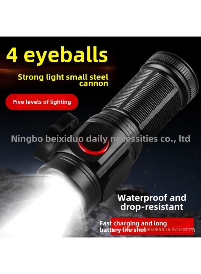 3LED Aluminum Alloy Outdoor Portable High Lumen Cap Clip Hidden Cutter Magnetic Type-C Rechargeable Flashlight-Product Specifications:Four Headlights  - Image 2