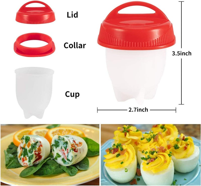 Styxon Styxon Silicone Egg Cooker, Hard Boiled Egg Maker 6 Pieces Silicone Egg Poachers, Boiled Egg Cooker without Shell, BPA Free Non-Stick Egg Poacher, Fast Poaching Egg Cooker for Hard Boiled Eggs  - Image 5