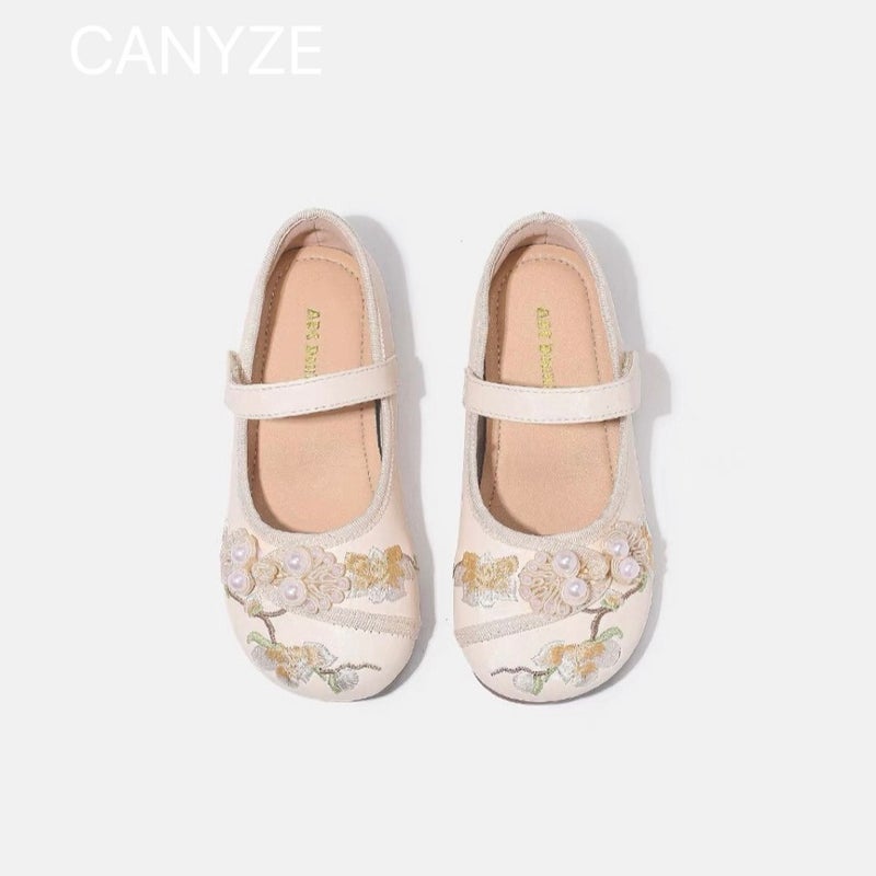 Canyze. Girls Small Leather Shoes 2024 Spring And Children'S National Style Hanfu Antique Embroidered Princess Shoes - Image 4