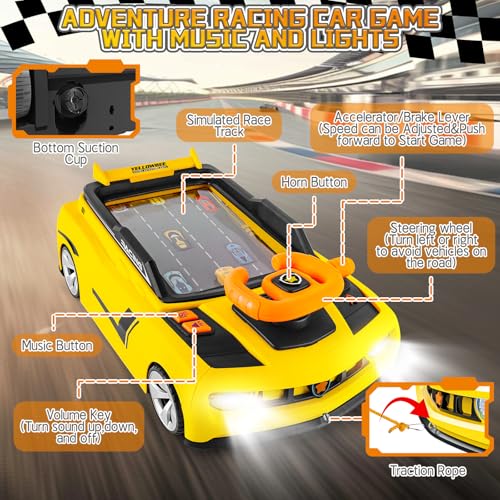 deAO Racing Adventure Car Steering Wheel Toy with Music and Light Kids Simulation Driving Racing Car GameEducational Birthday Gift for Boy Girl Toddler Age 3 4 5 6 7 8 - Image 5