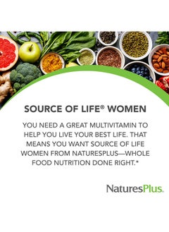 Nature's Plus Naturesplus Source Of Life Women 60 Vegetarian Tablets Whole Food Multivitamin And Mineral Supplement For Overall Health & Energy Glutenfree 30 Servings  - Image 3