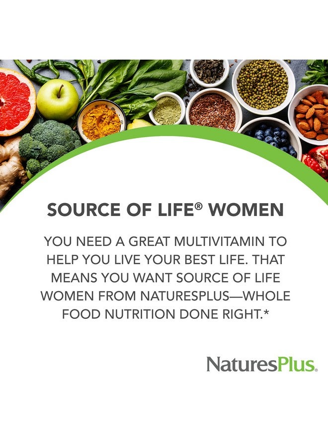 Nature's Plus ناتشرز بلس مصدر الحياة للنساء 60 قرص نباتي مكمل متعدد الفيتامينات والمعادن للصحة العامة والطاقة خالي من الجلوتين 30 حصة - Image 3