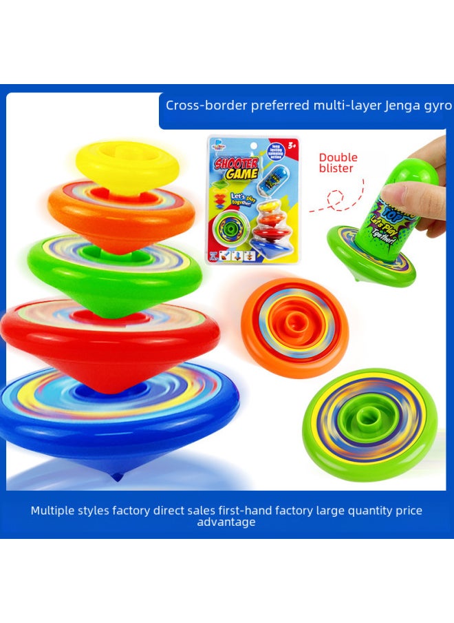 null - Rotating Gyro Children's Hand Rotating Stacking Music Stacking Gyro Color Flash Gyro Versatile Tray Stall Toys-Color:[Transmitter 5] Color Random (naked) 100g - Image 1
