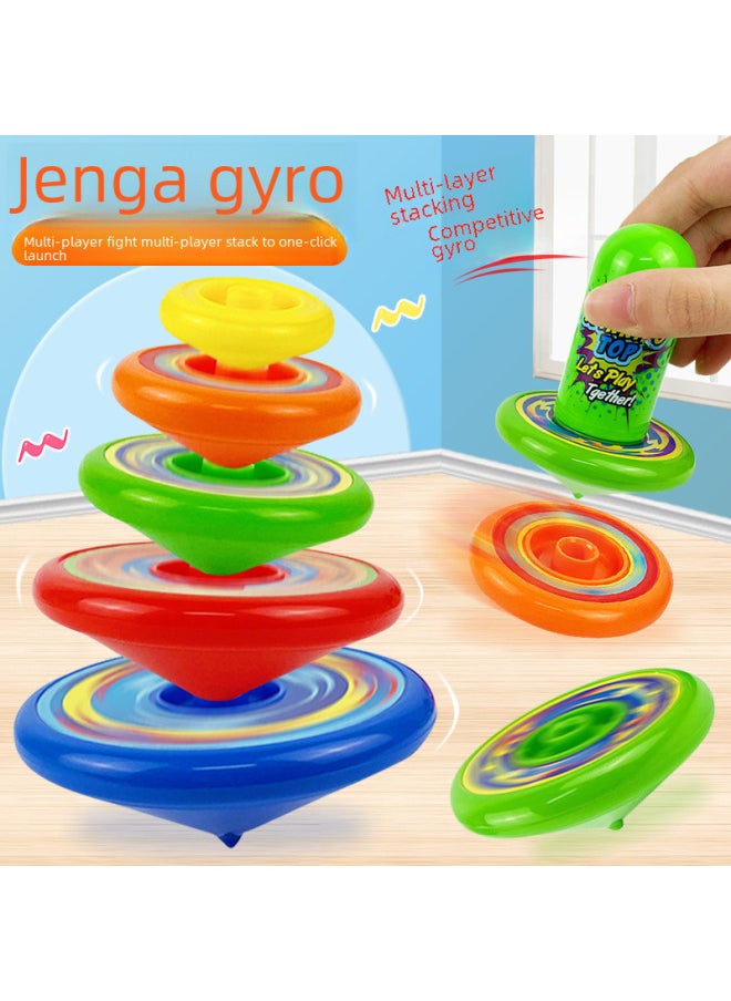 null - Rotating Gyro Children's Hand Rotating Stacking Music Stacking Gyro Color Flash Gyro Versatile Tray Stall Toys-Color:[Transmitter 5] Color Random (naked) 100g - Image 1