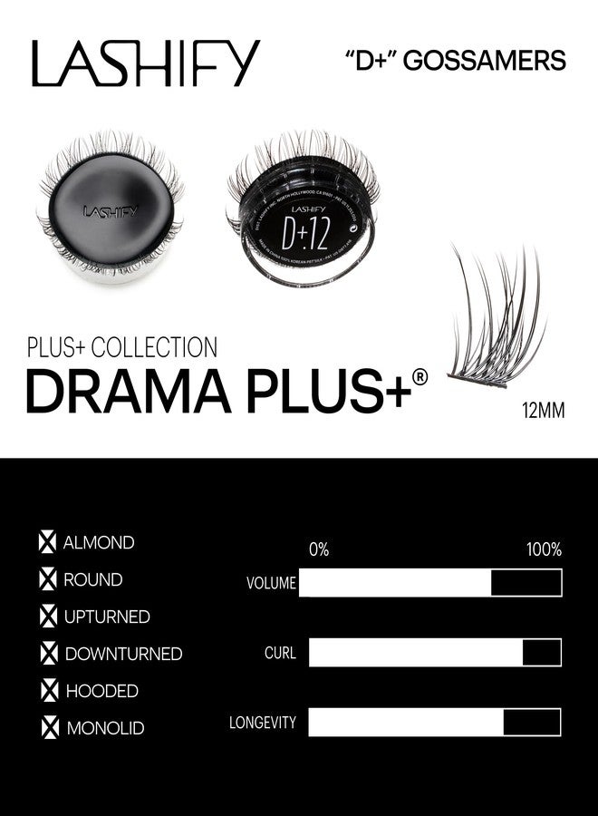 Lashify Drama Plus+ 12mm Gossamer Eyelash Extensions Refill in Black, Easy DIY False Lashes for the Most Delicate, Natural and Long Lasting Look - Image 3