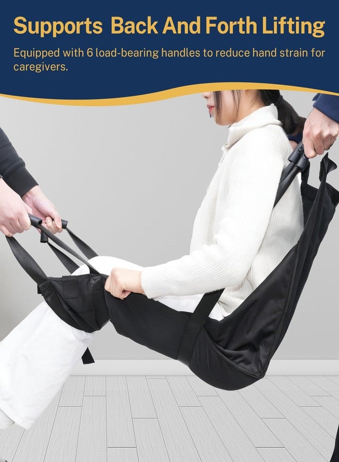 حمالة نقل الكراسي المتحركة، حمالة رفع المرضى بمقابض، أداة مساعدة محمولة للتنقل لكبار السن وذوي الاحتياجات الخاصة والرعاية المنزلية، أسود - Image 4