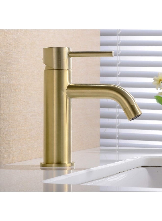 TRUSTMI Brass Single Lever Single Hole Bathroom Basin Sink Faucet, Matte Black or Brushed Nickel or Brushed Gold to Choose Faucet - Hose Gold BE12007GL - Image 2