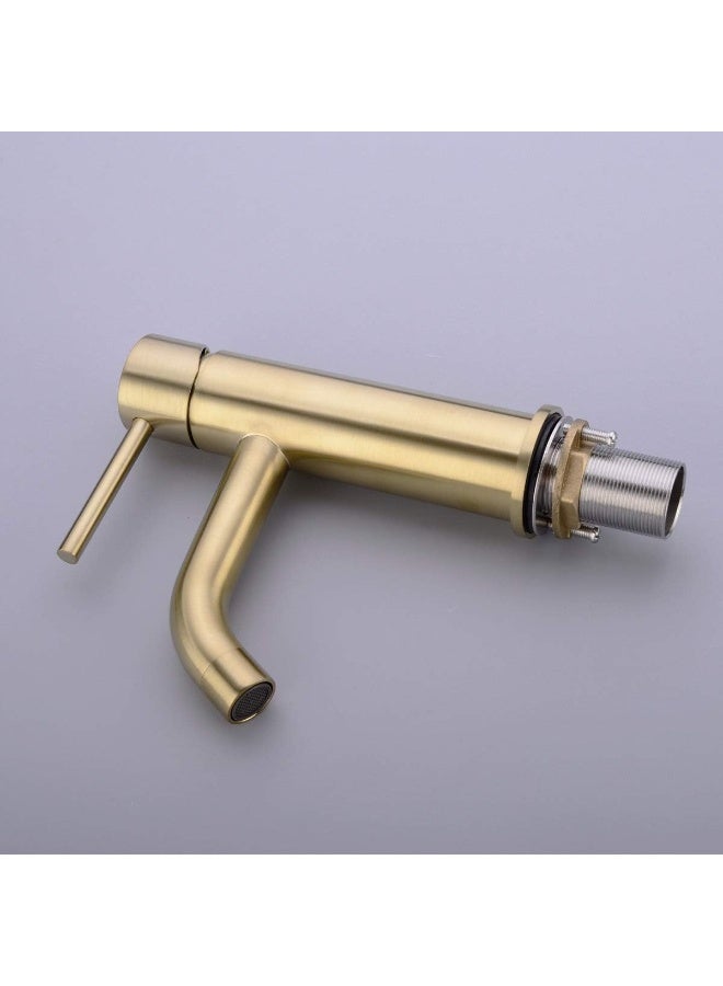 TRUSTMI Brass Single Lever Single Hole Bathroom Basin Sink Faucet, Matte Black or Brushed Nickel or Brushed Gold to Choose Faucet - Hose Gold BE12007GL - Image 5