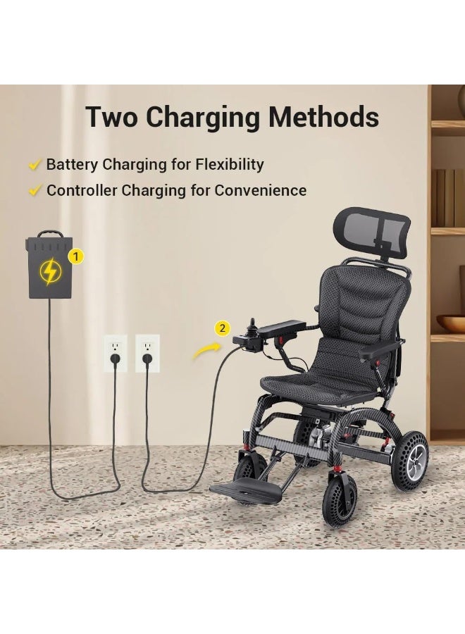 كول بيبي كرسي متحرك كهربائي ببطارية ليثيوم قابلة للإزالة 10 أمبير/ساعة ومحرك بدون فرشاة بقوة 400 واط، بتصميم مريح، كرسي متحرك كهربائي قابل للطي وخفيف الوزن 17.5 كجم، معتمد للطائرات - Image 3