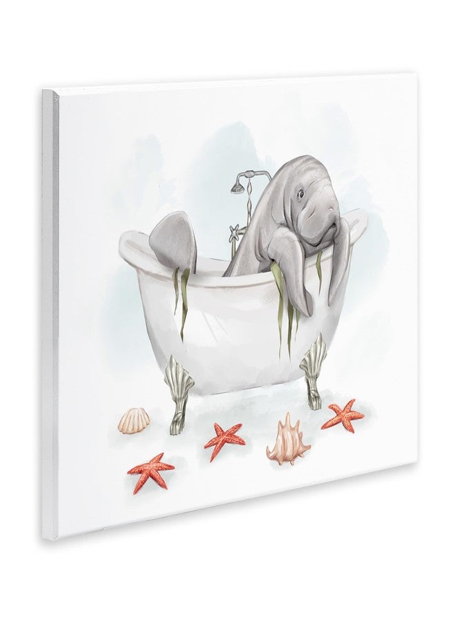 Stupell Industries Manatee Sea Life Swimming Bathtub Bathroom Painting Wood Wall Art, Design By Ziwei Li - Image 3