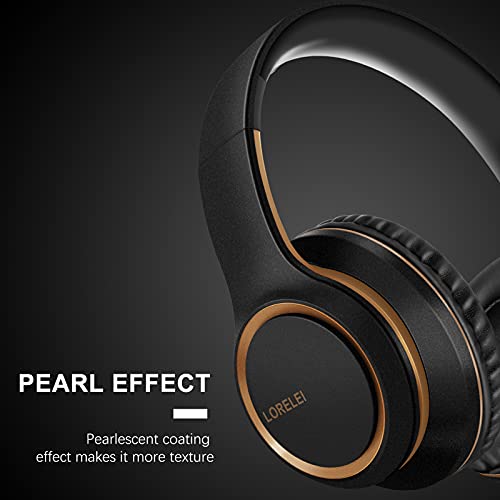 Lorelei X8 Over-Ear Wired Headphones with Microphone with 1.45m-Tangle-Free Nylon Line&3.5mm Plug,Lightweight Foldable & Portable Headphones for Smartphone,Tablet,Computer,Mp3/4(Black-Gold) - Image 4