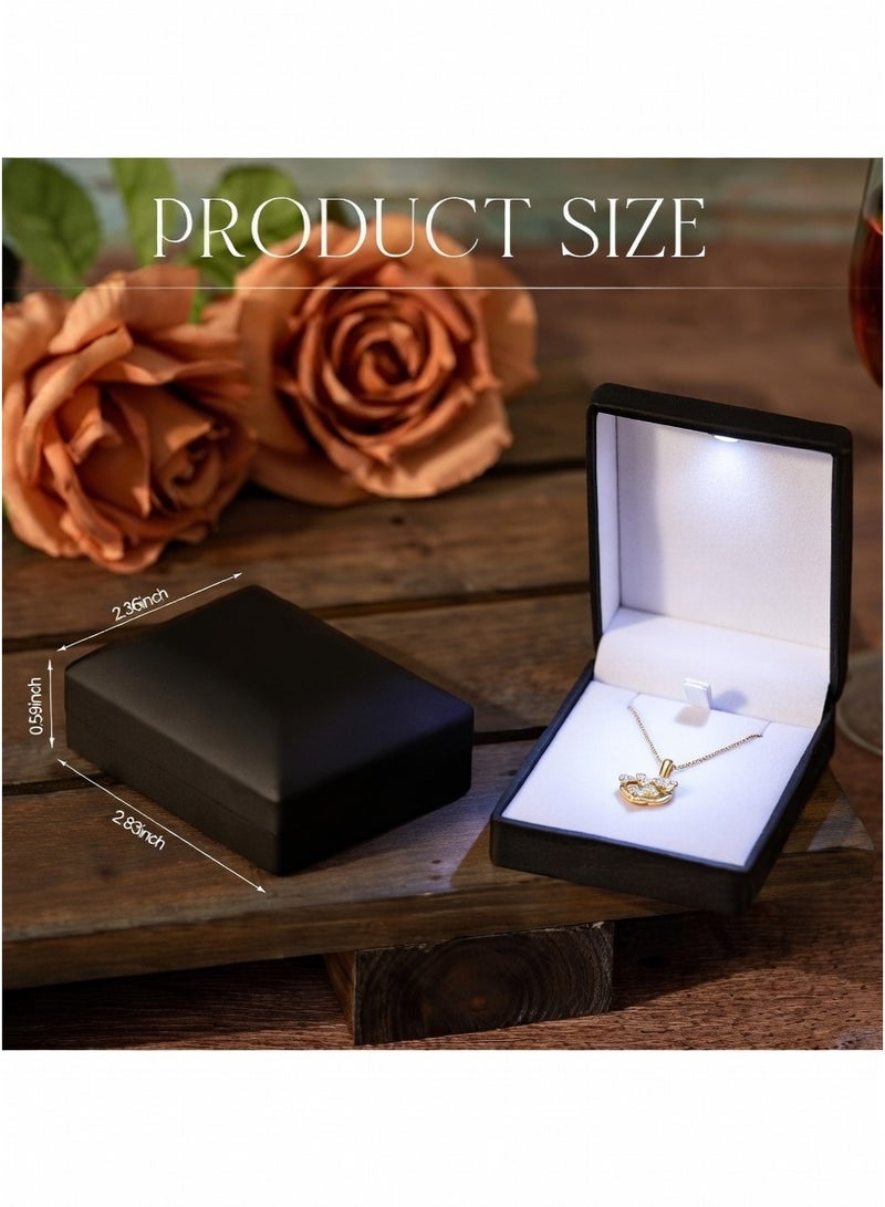 LED Black Necklace Box Luxury Octagonal Design LED Pendant Earring Jewelry Gift Box with Light for Men for Women for Girls - Image 4
