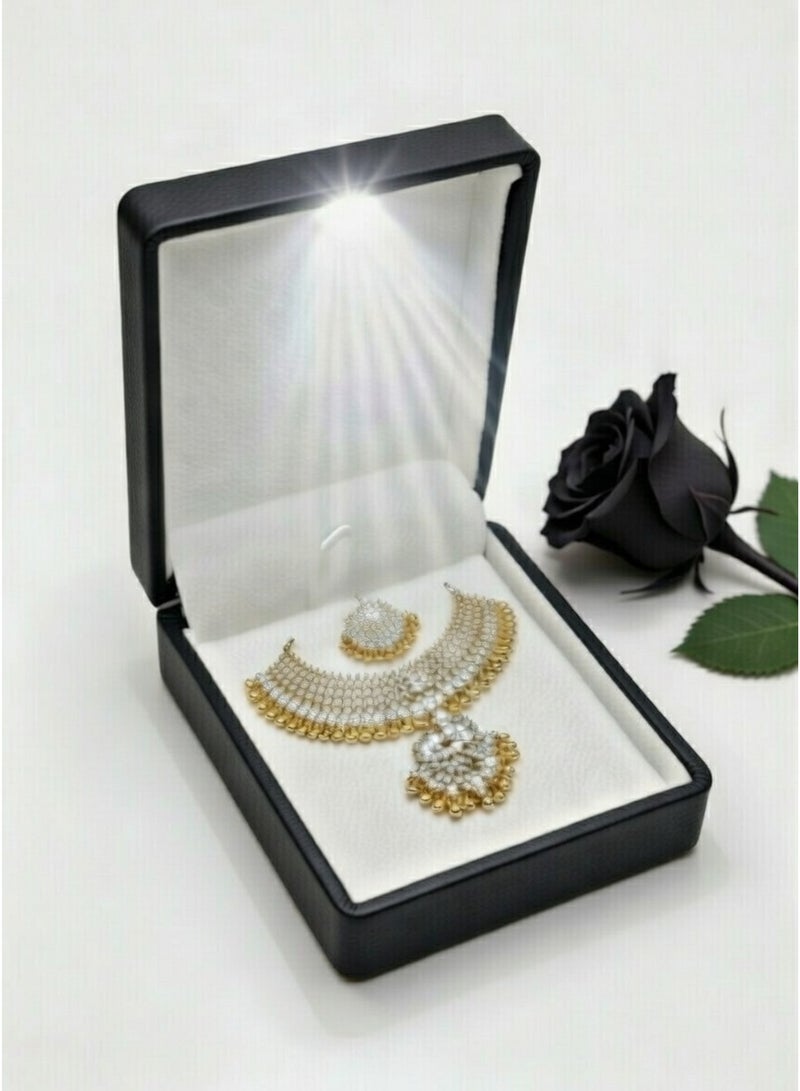 LED Black Necklace Box Luxury Octagonal Design LED Pendant Earring Jewelry Gift Box with Light for Men for Women for Girls - Image 2