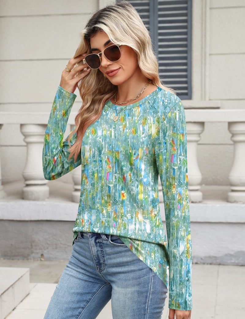 TCOT Women's Crew Neck Long Sleeve Shirts Classic Fit Dress Tunic Tops Business Blouses Green Clothes 2026 L - Image 4
