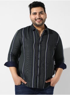 Instafab Plus Men's Emerald Green Striped Regular Fit Casual Shirt  - Image 2
