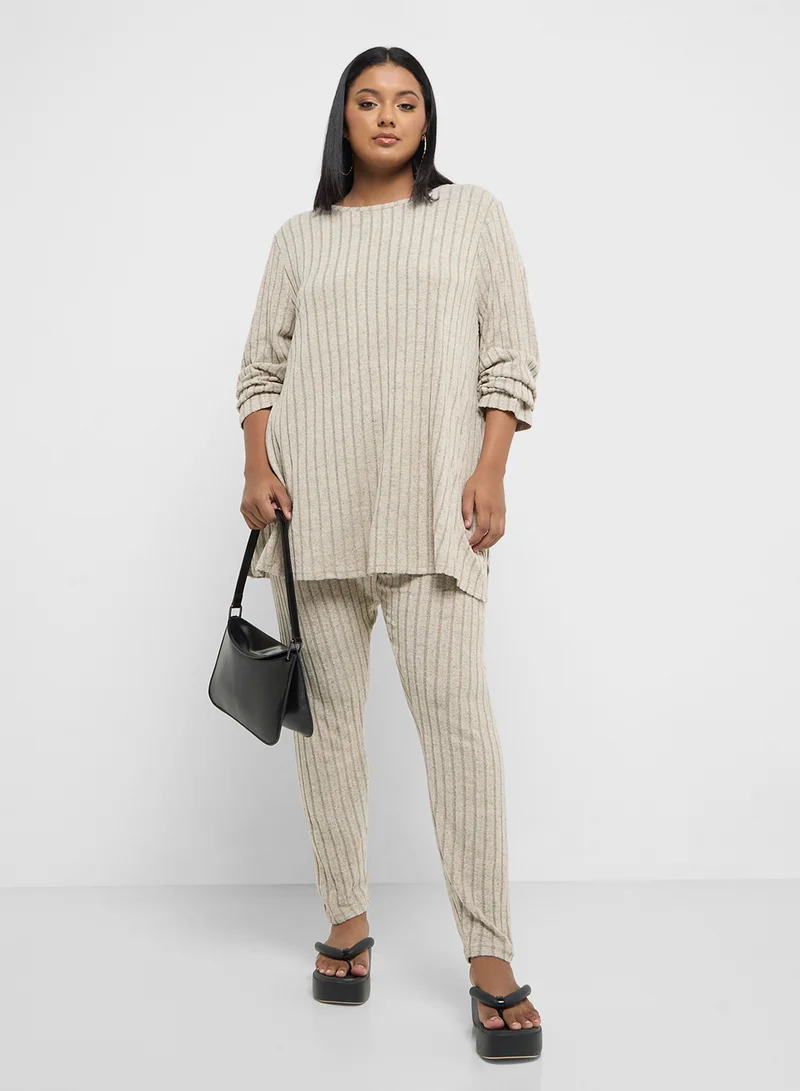 Ginger Plus Ribbed Knitted Top & Legging Lounge Set