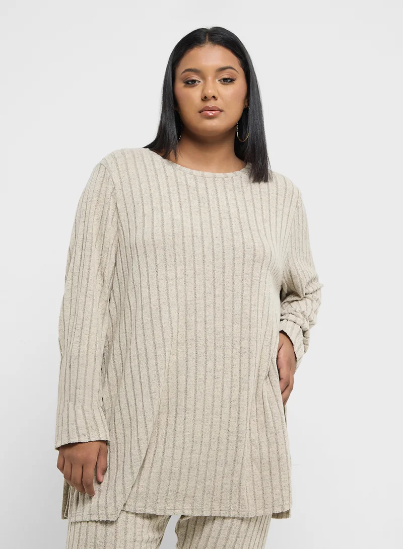 Ginger Plus Ribbed Knitted Top & Legging Lounge Set