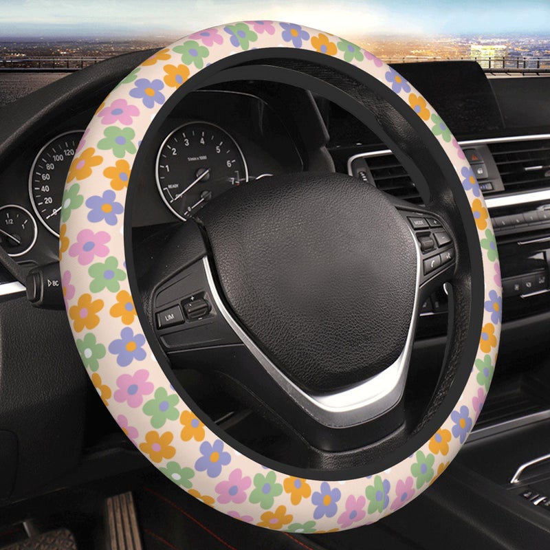 BEIANSHUO Flowers Floral Steering Wheel Cover Cute Universal 15 Inch Car Accessories Protector for Women Fit Auto SUV Sedan Vans Trucks - Image 3