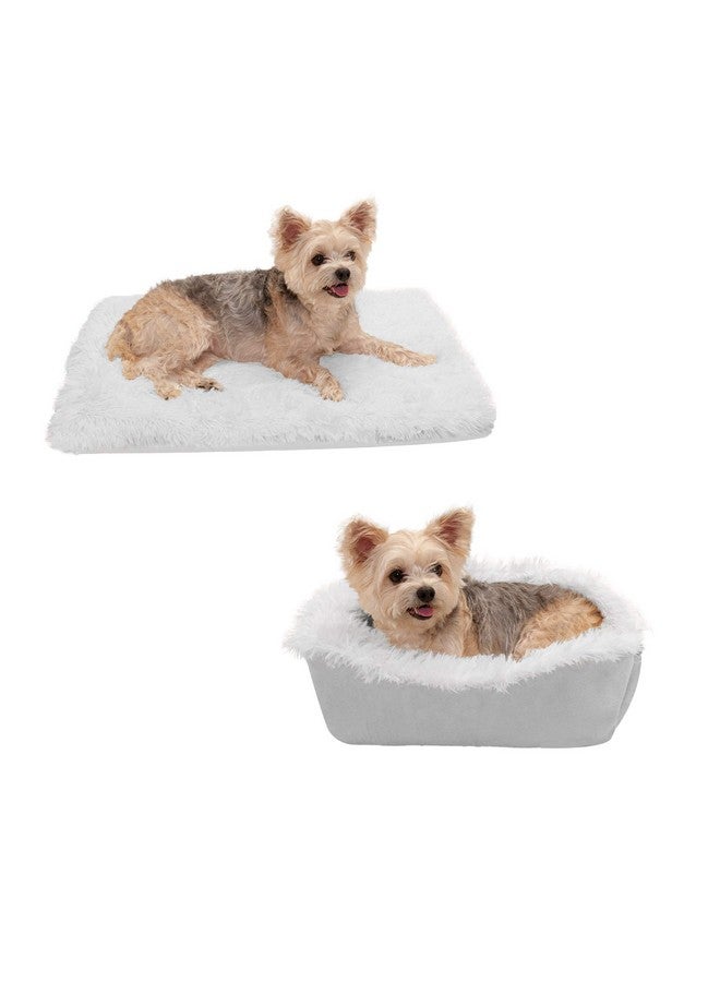 Furhaven Self-Warming Cat Bed for Indoor Cats, 4-Beds-in-1 & Washable - Plush Long Faux Fur Convertible Cuddler - Silver, Small - Image 1