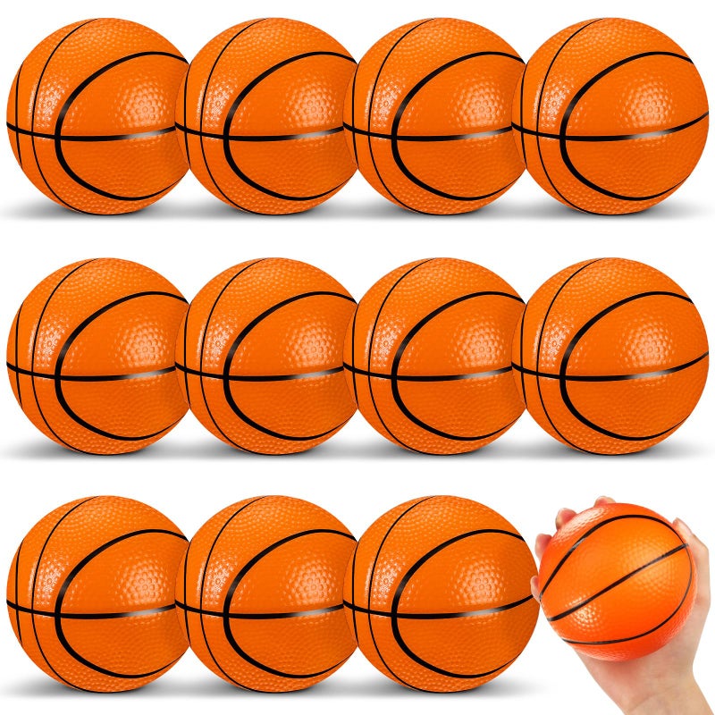 MiniInflat 12 Pcs 4 Mini Foam Basketballs for Kids Adults Squeeze Stress Ball Safe Soft Replacement Beach Pool Basketball for Indoor Hoop Toddler Quiet Bouncy Sport Game Orange - Image 3