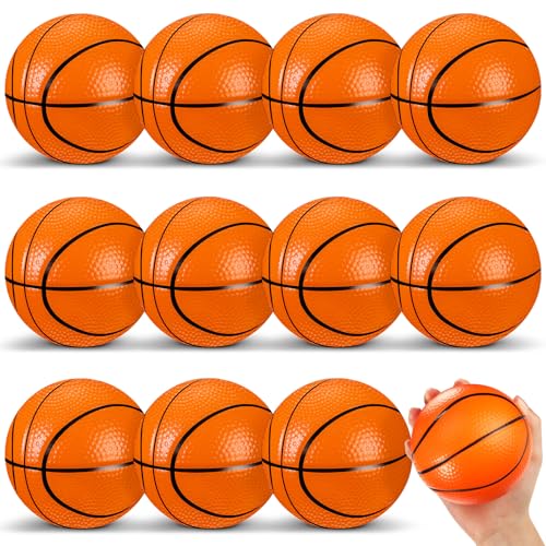 MiniInflat 12 Pcs 4 Mini Foam Basketballs for Kids Adults Squeeze Stress Ball Safe Soft Replacement Beach Pool Basketball for Indoor Hoop Toddler Quiet Bouncy Sport Game Orange - Image 1