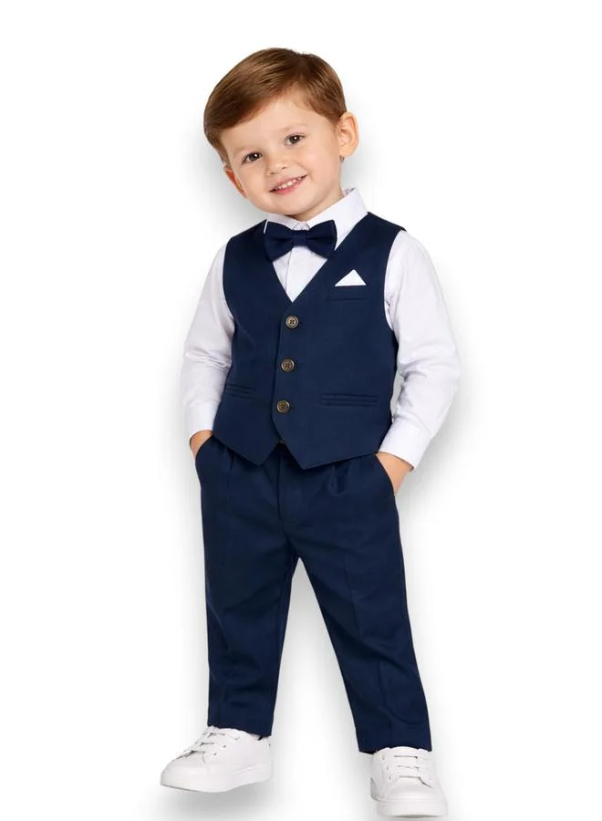 victor and jane Boys 3-Piece Waistcoat, Shirt, Trousers and Bow Tie Set
