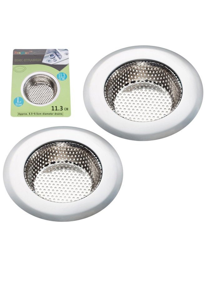 Fengbao 2PCS Kitchen Sink Strainer - Stainless Steel, Large Wide Rim 4.5" Diameter - Image 1