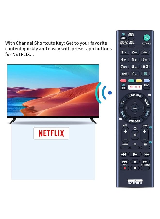 Generic - RMT TX100D Replacement Remote Control fit for Sony Bravia LCD TV TV FW 43X8370C FW 49X8370C FW 55X8570C FW 65X8570C FW 75X8570C FWL 55W805C FWL 65W855C FWL 75W855C KD 43X8301C KD 43X830xC - Image 1