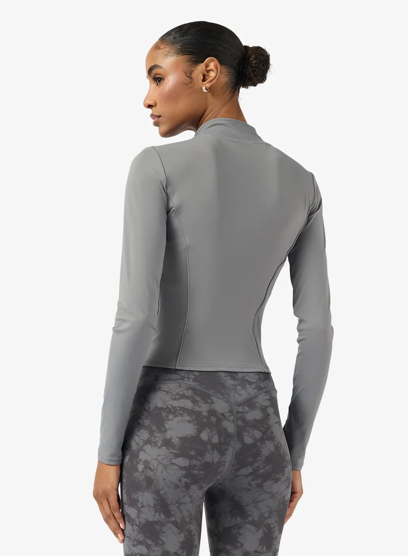 فورورد Sculpting Colorblock Zip Up Track Jacket