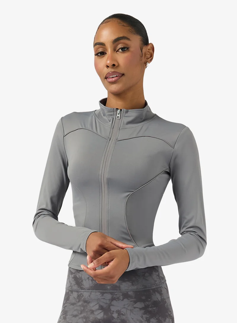 فورورد Sculpting Colorblock Zip Up Track Jacket