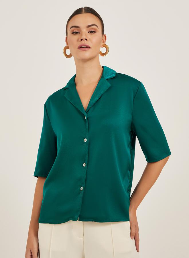 Styli Solid Notch Lapel Boxy Shirt - Image 3