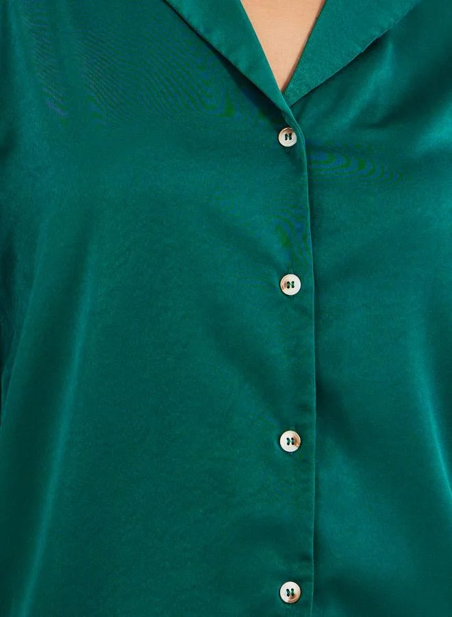 Styli Solid Notch Lapel Boxy Shirt