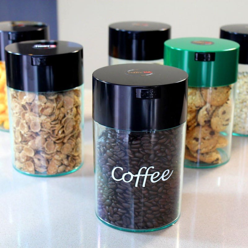 COFFEEVAC 1LB – حاوية محكمة الغلق مسجلة ببراءة اختراع | حاوية فراغ متعددة الاستخدامات تعمل كحاويات مضادة للرائحة للقهوة المطحونة وحاويات حبوب القهوة. شعار أسود - Image 3
