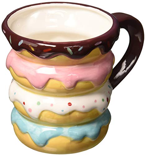 Boston Warehouse Mug, Donut Stack, 18oz Capacity, Hand Painted Ceramic - Image 2