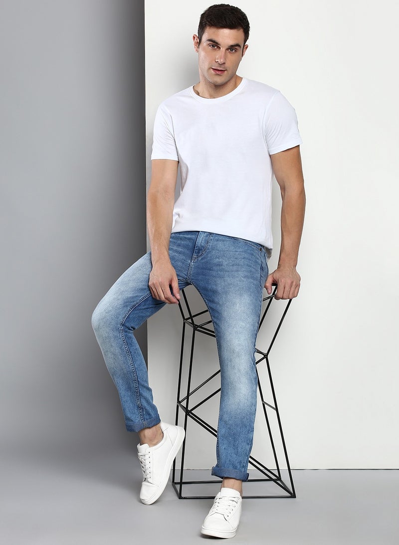 Dennis Lingo بنطلون جينز رجالي بقصّة Slim Fit باللون النيلي  - Image 1