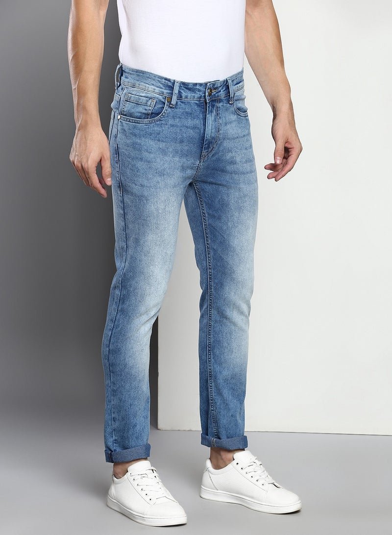 Dennis Lingo بنطلون جينز رجالي بقصّة Slim Fit باللون النيلي  - Image 5