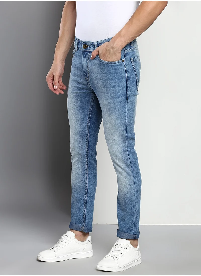 دينيس لينغو Indigo Slim Fit Men's Denim Jeans with Button & Zip Closure