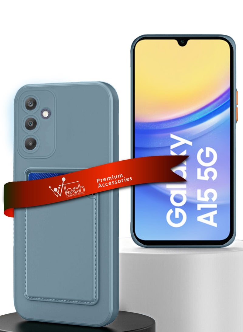 Wtech Silicone TPU With Card Holder Case Cover For Samsung Galaxy A15 4G / 5G 2023 Grey - Image 1