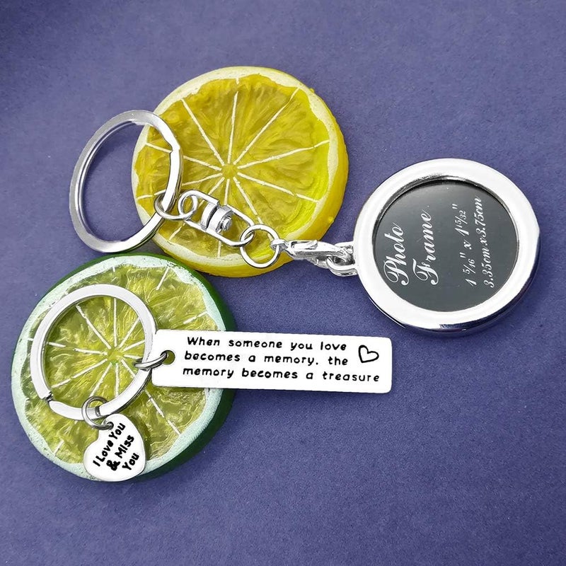 Nekoki Memorial Photo Frame Keychain Set When Someone You Love Becomes a Memory Keychain Miss you Keychain Gift Sympathy Gift Remembrance Gift (2Pcs), Silver, Small - Image 4