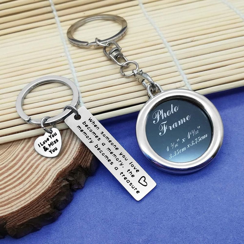 Nekoki Memorial Photo Frame Keychain Set When Someone You Love Becomes a Memory Keychain Miss you Keychain Gift Sympathy Gift Remembrance Gift (2Pcs), Silver, Small - Image 5