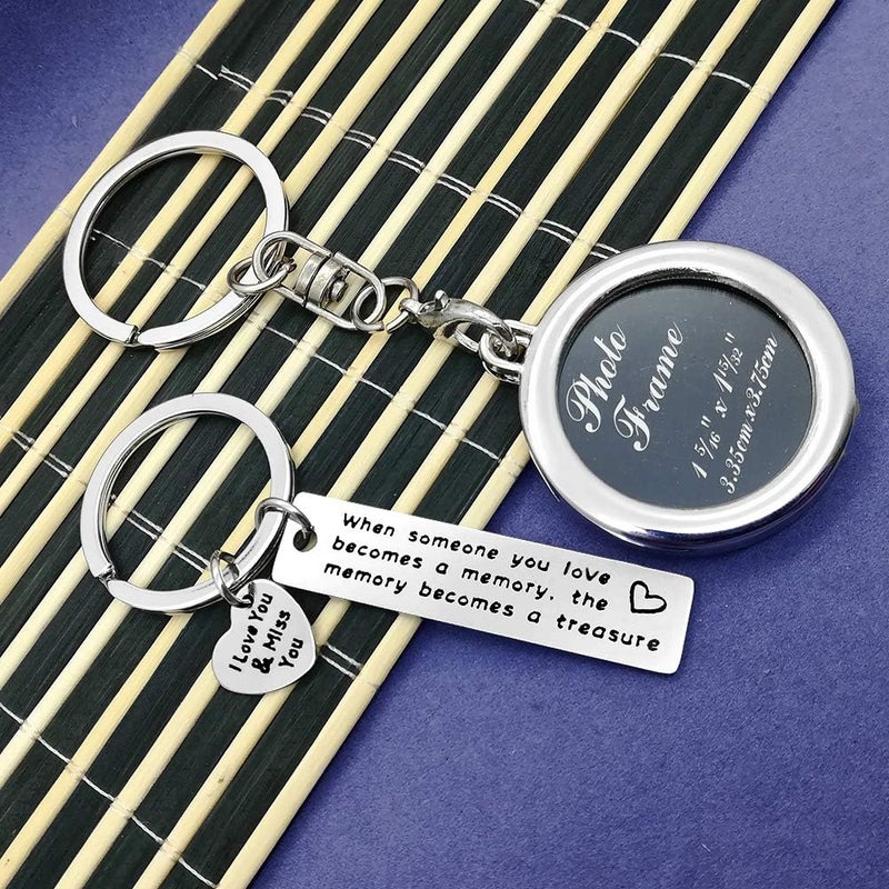 Nekoki Memorial Photo Frame Keychain Set When Someone You Love Becomes a Memory Keychain Miss you Keychain Gift Sympathy Gift Remembrance Gift (2Pcs), Silver, Small - Image 3