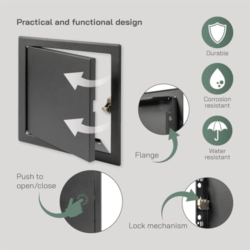 Vent Systems 8'' x 8'' Inch Anthracite Metal Access Panel with Click Function - Easy Access Doors - Access Panel for Drywall, Wall, Electrical and Plumbing Service Door - Image 4