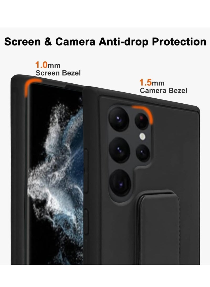 BORTONY Samsung Galaxy S25 Ultra Case Cover Back Stand Cover Magnetic Holder Silicone Horizontal & Vertical Kickstand Cover Wrist Strap Full protection Anti Fingerprint Case For Samsung Galaxy S25 Ultra - Image 3