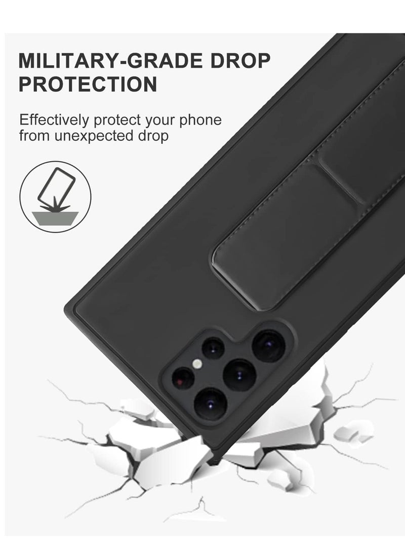 BORTONY Samsung Galaxy S25 Ultra Case Cover Back Stand Cover Magnetic Holder Silicone Horizontal & Vertical Kickstand Cover Wrist Strap Full protection Anti Fingerprint Case For Samsung Galaxy S25 Ultra - Image 5