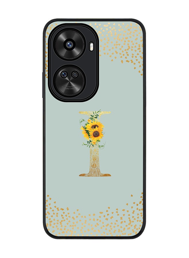 Stylizedd Rugged Black edge case for Huawei nova 12 SE / Huawei nova 11 SE 4G,Slim fit Custom Monogram Initial Letter Floral Pattern Alphabet - I (Light Grey) - Image 1