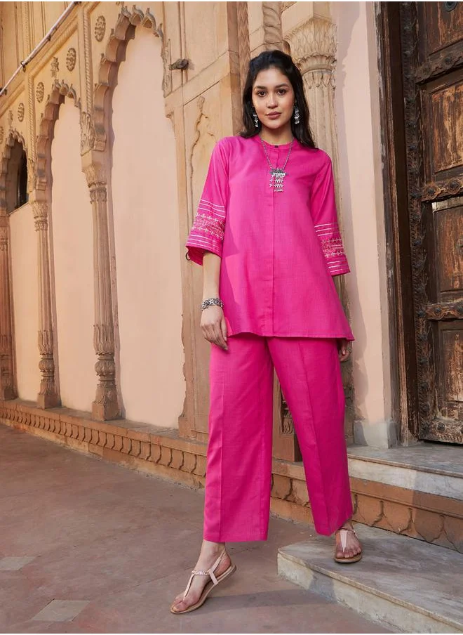 ساسافراس Embroidered Button Through Kurti and Palazzos Set by Styli
